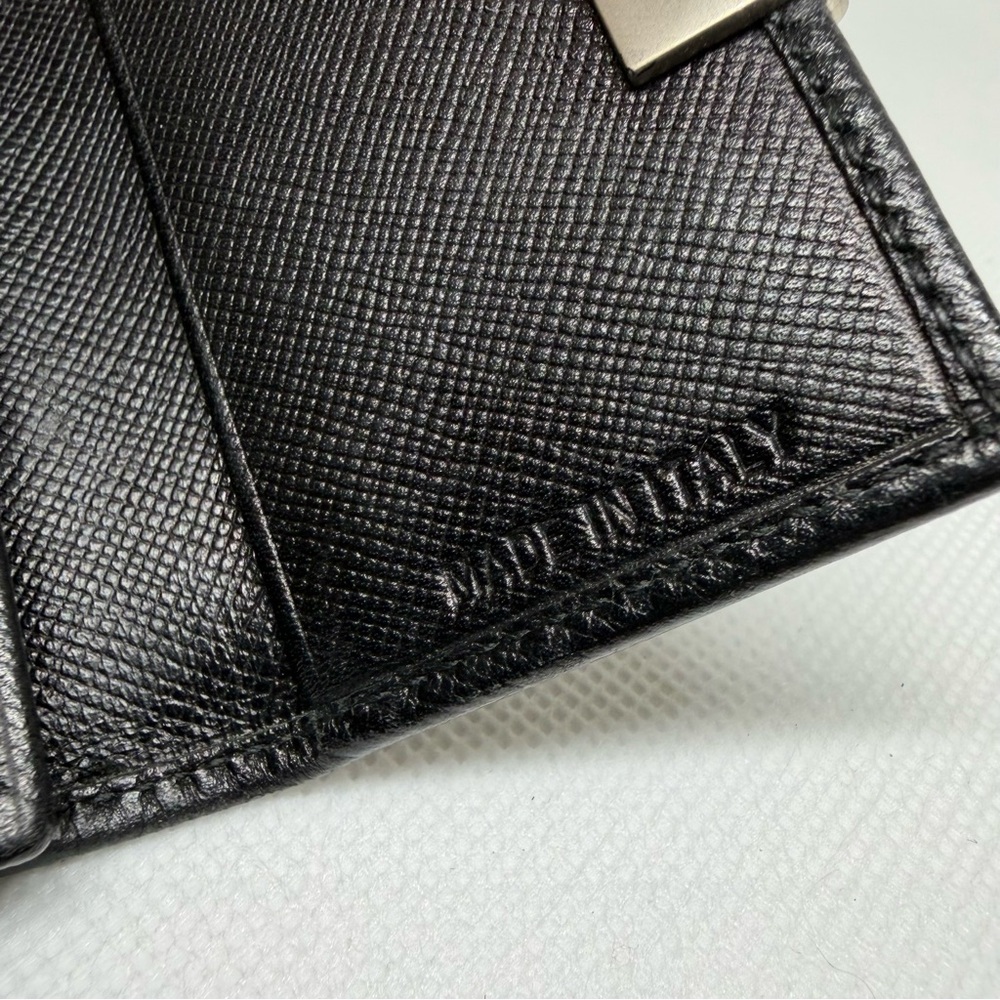 PRADA Key Holder Black Saffiano Leather Silvertone Snap - Picture 9 of 15